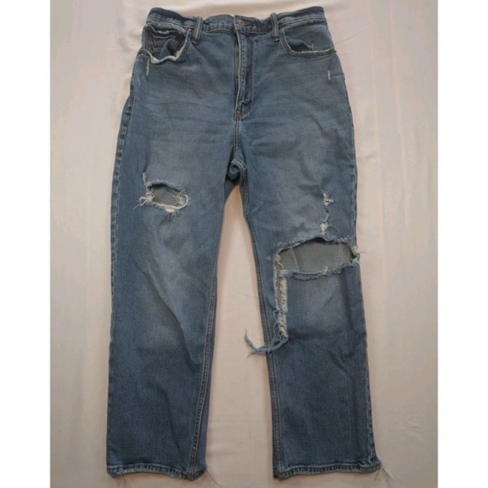 Abercrombie & Fitch Curve Love Ultra High Rise Ankle Straight Jeans 30 10R